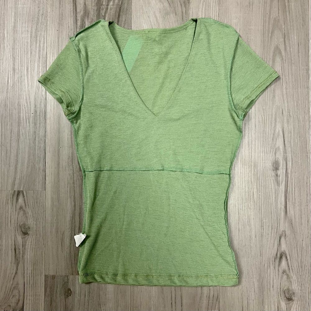 Forever 21 vintage y2k deadstock green v neck top sz M stretchy - Picture 5 of 12